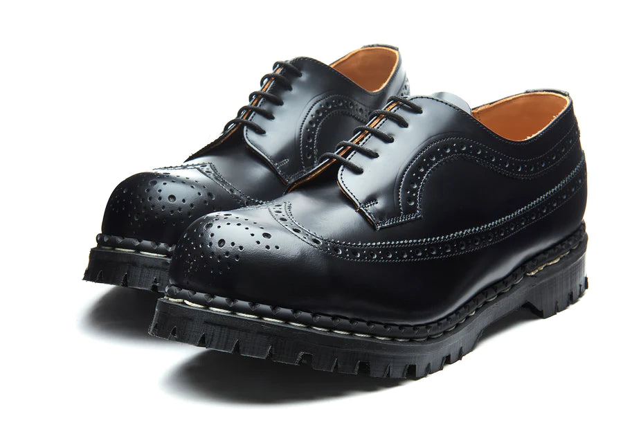 GRIPFAST Black Hi-Shine Steel Toe American Brogue Shoe