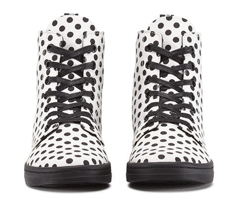 HACKNEY WHITE+BLACK DOTS FINE CANVAS BOOT