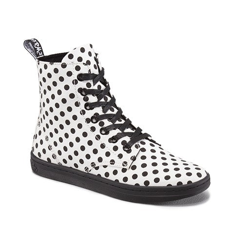 HACKNEY WHITE+BLACK DOTS FINE CANVAS BOOT