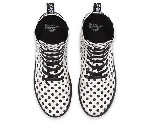 HACKNEY WHITE+BLACK DOTS FINE CANVAS BOOT