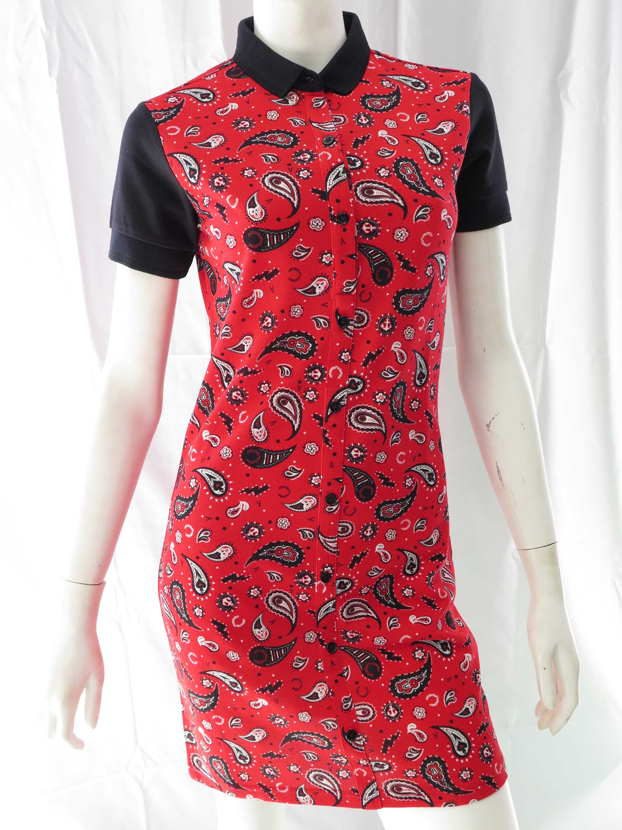 Amy Winehouse Fire Red Bandana Print Fred Perry Shirt Dress