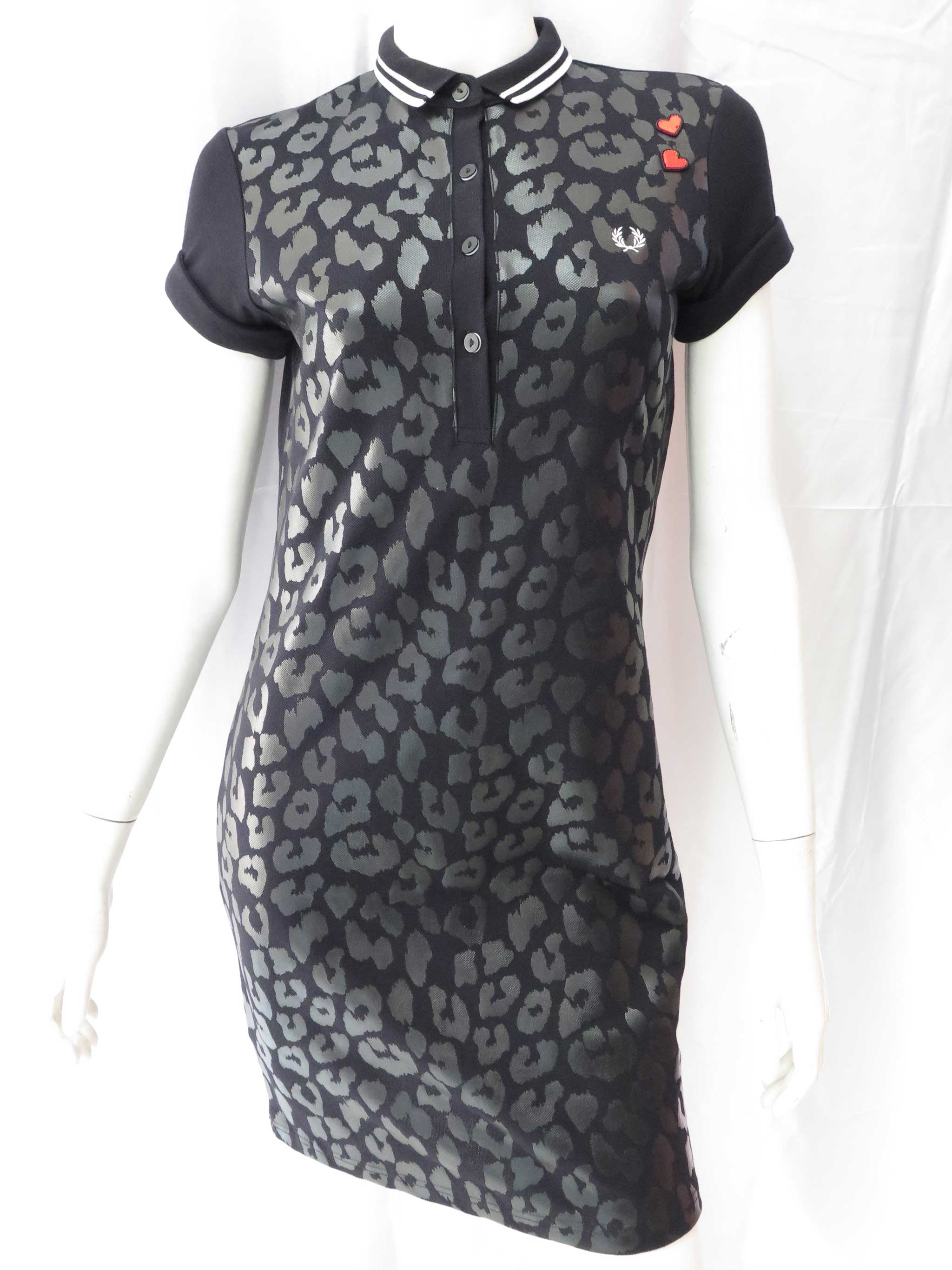 Amy Winehouse Black Leopard Print Pique Dress