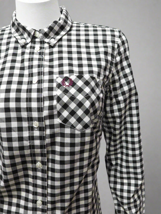 Gingham Button-Down L/S Shirt (blk)
