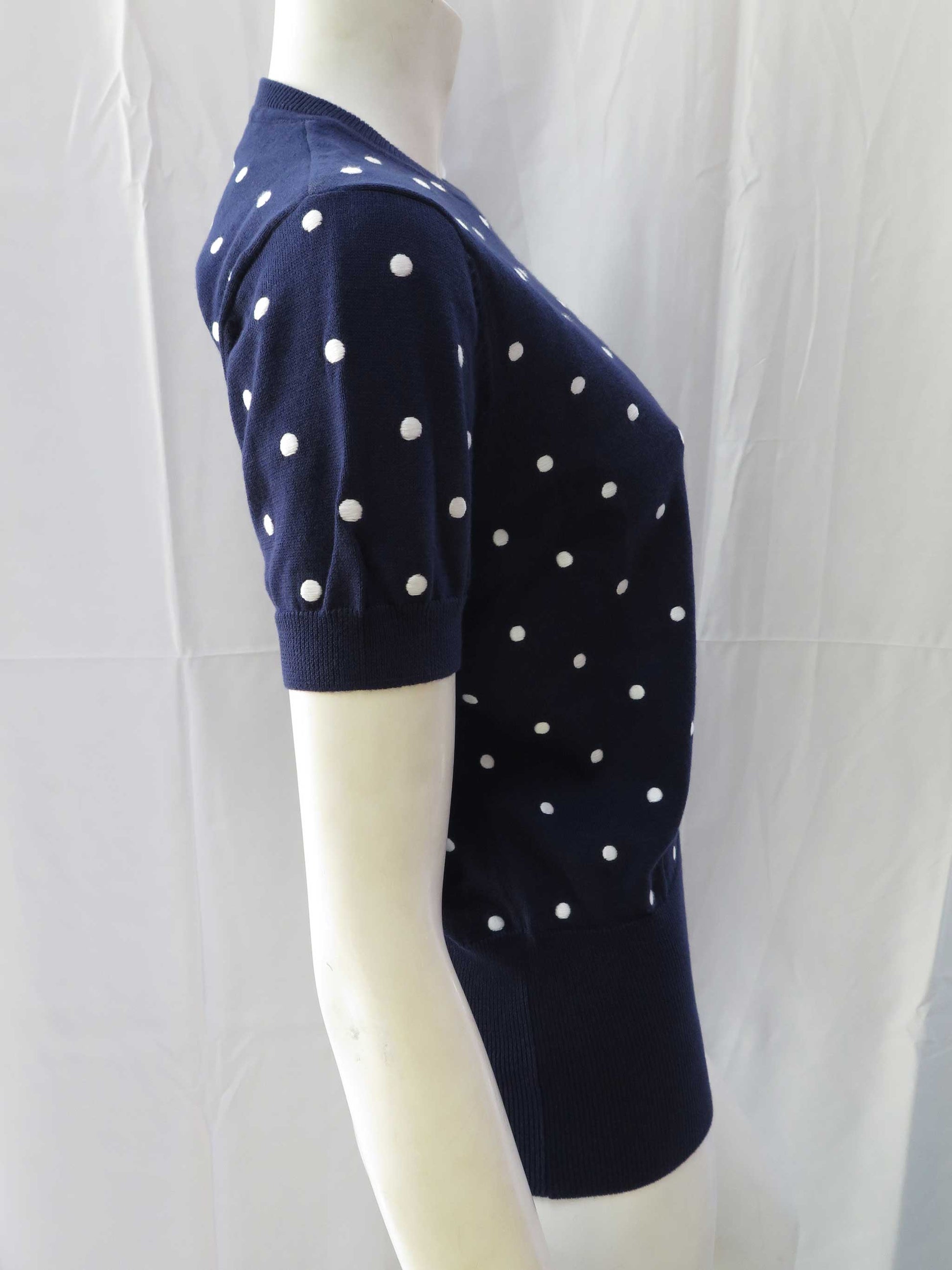 Short Sleeve Polka Dot Sweater (carbon blue)