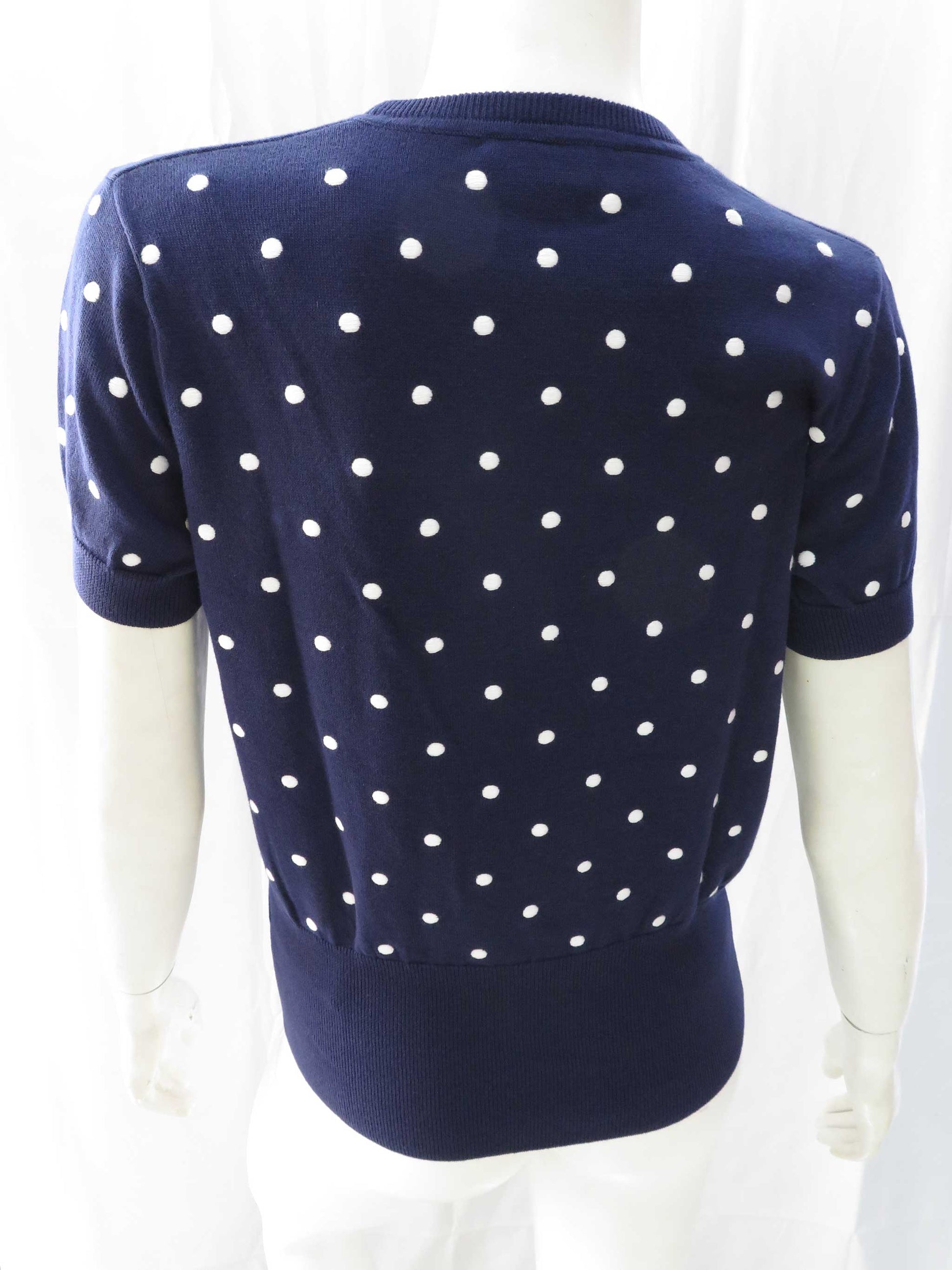 Short Sleeve Polka Dot Sweater (carbon blue)