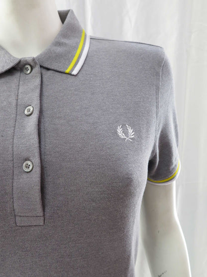 LADIES TWIN TIPPED FRED PERRY SHIRT (PAVEMENT/YELLOW/WHITE)