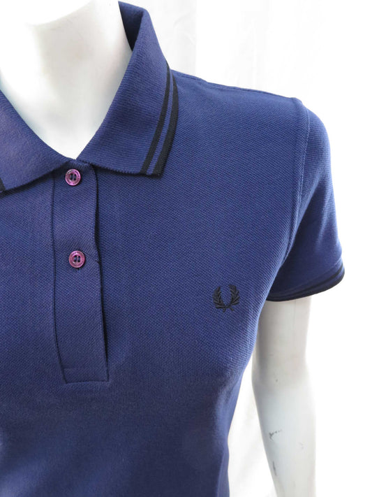 LADIES MADE IN ENGLAND FRED PERRY SHIRT (FRENCH NAVY/BLACK)