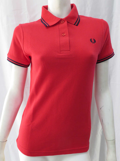 LADIES MADE IN ENGLAND FRED PERRY SHIRT (RED/BLACK)