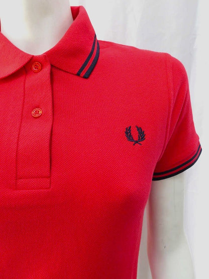 LADIES MADE IN ENGLAND FRED PERRY SHIRT (RED/NAVY)