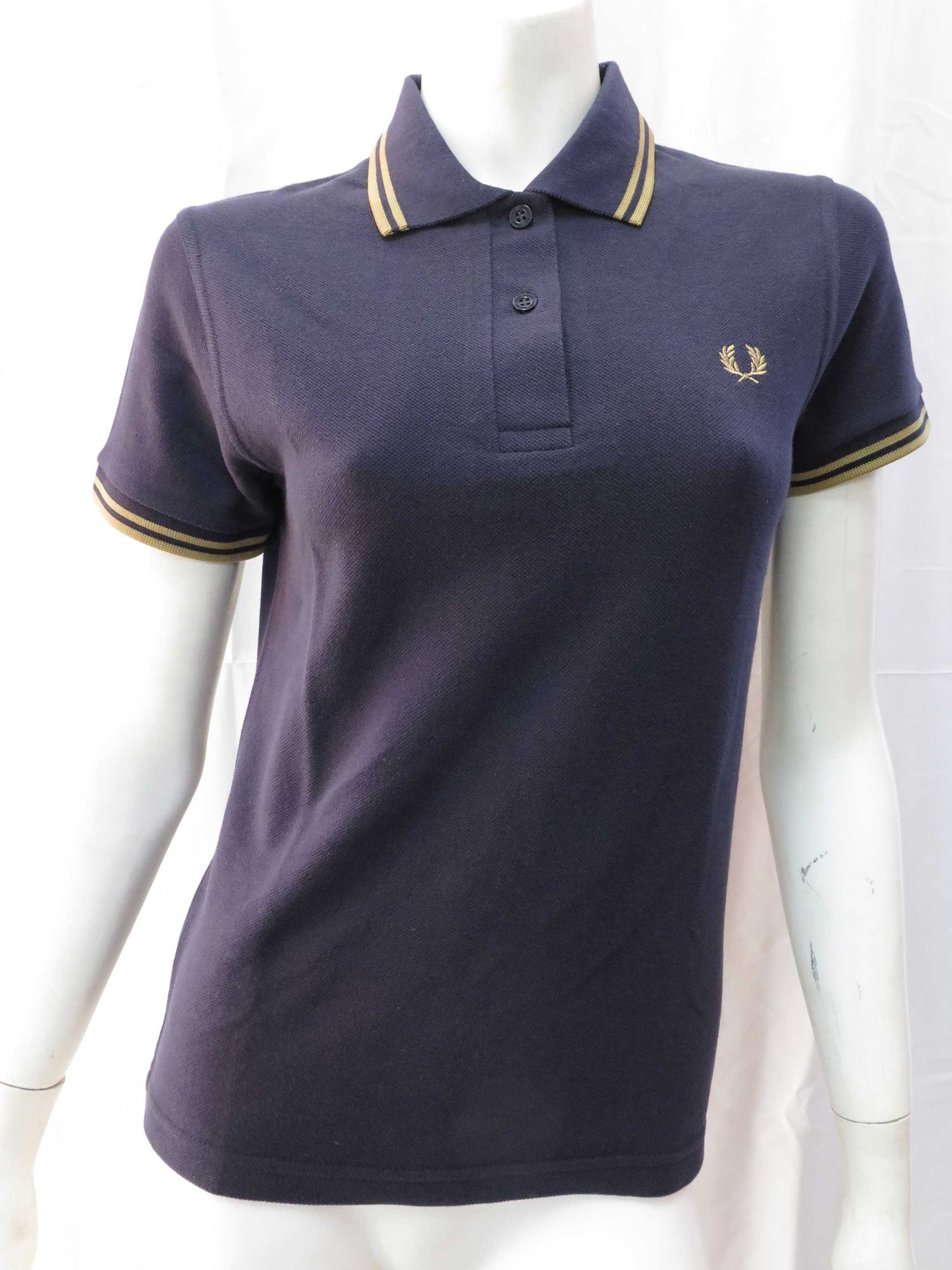 LADIES MADE IN ENGLAND FRED PERRY SHIRT (NAVY/GOLD)