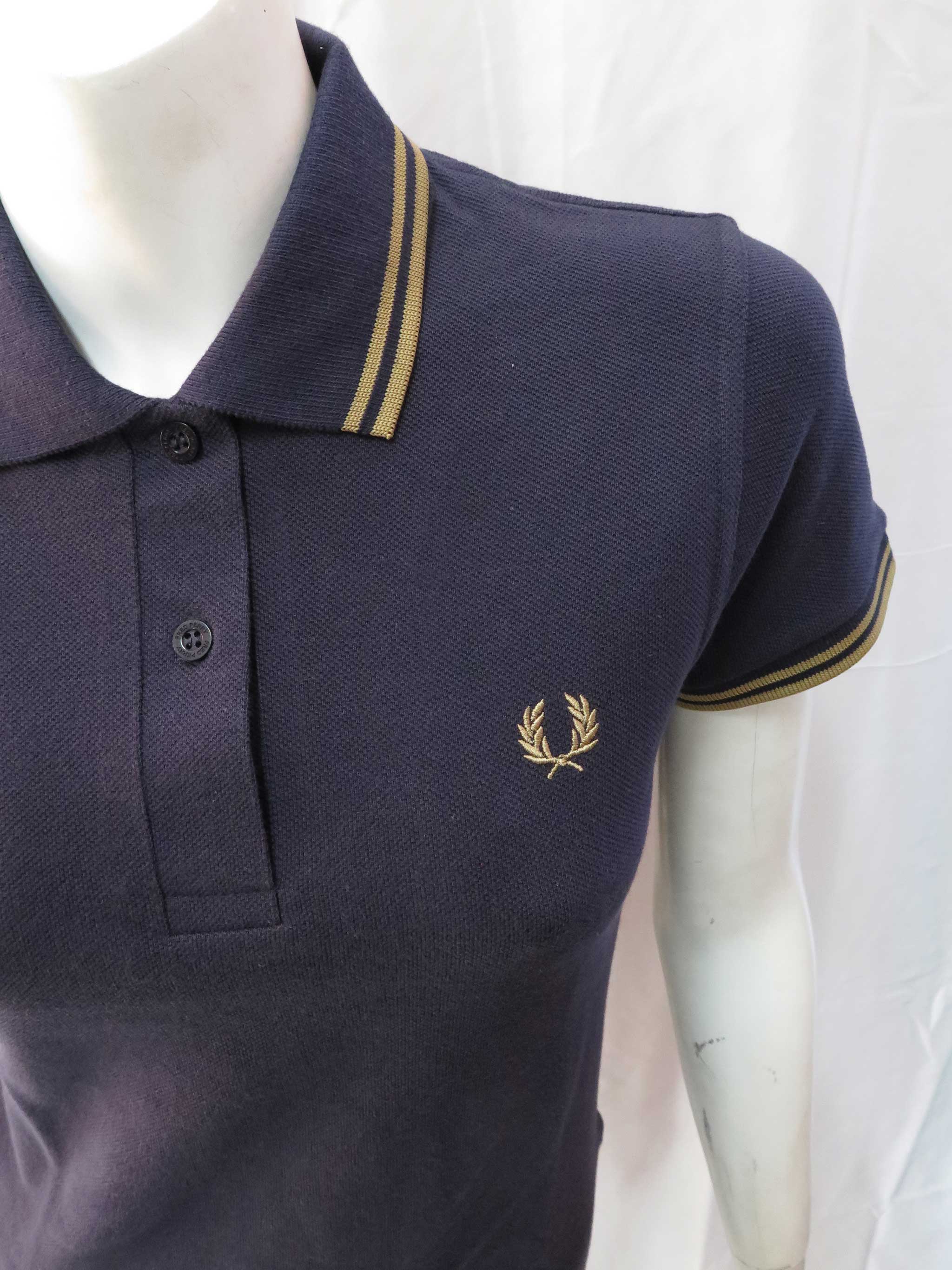 LADIES MADE IN ENGLAND FRED PERRY SHIRT (NAVY/GOLD) – Posers Hollywood