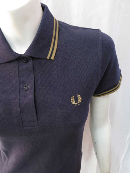 LADIES MADE IN ENGLAND FRED PERRY SHIRT (NAVY/GOLD)