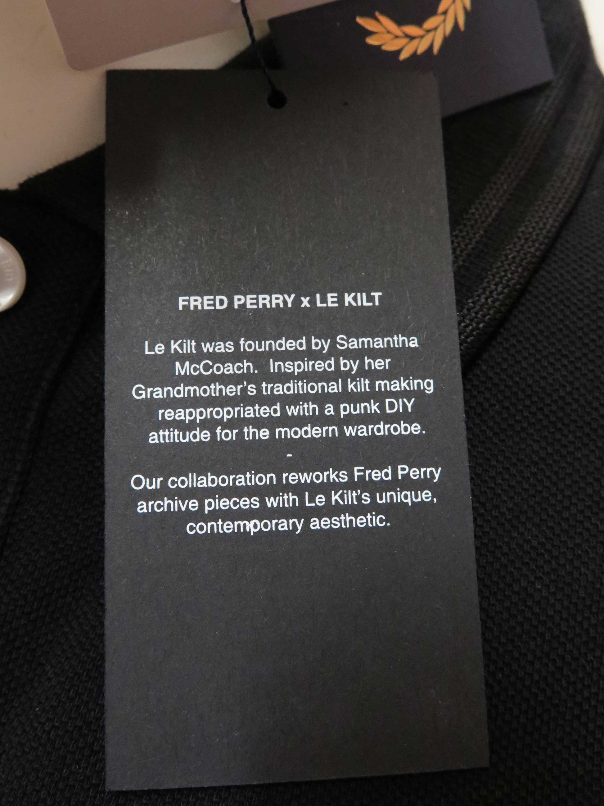 LADIES FRED PERRY x LE KILT CUT & SEW PIQUE SHIRT (BLACK)