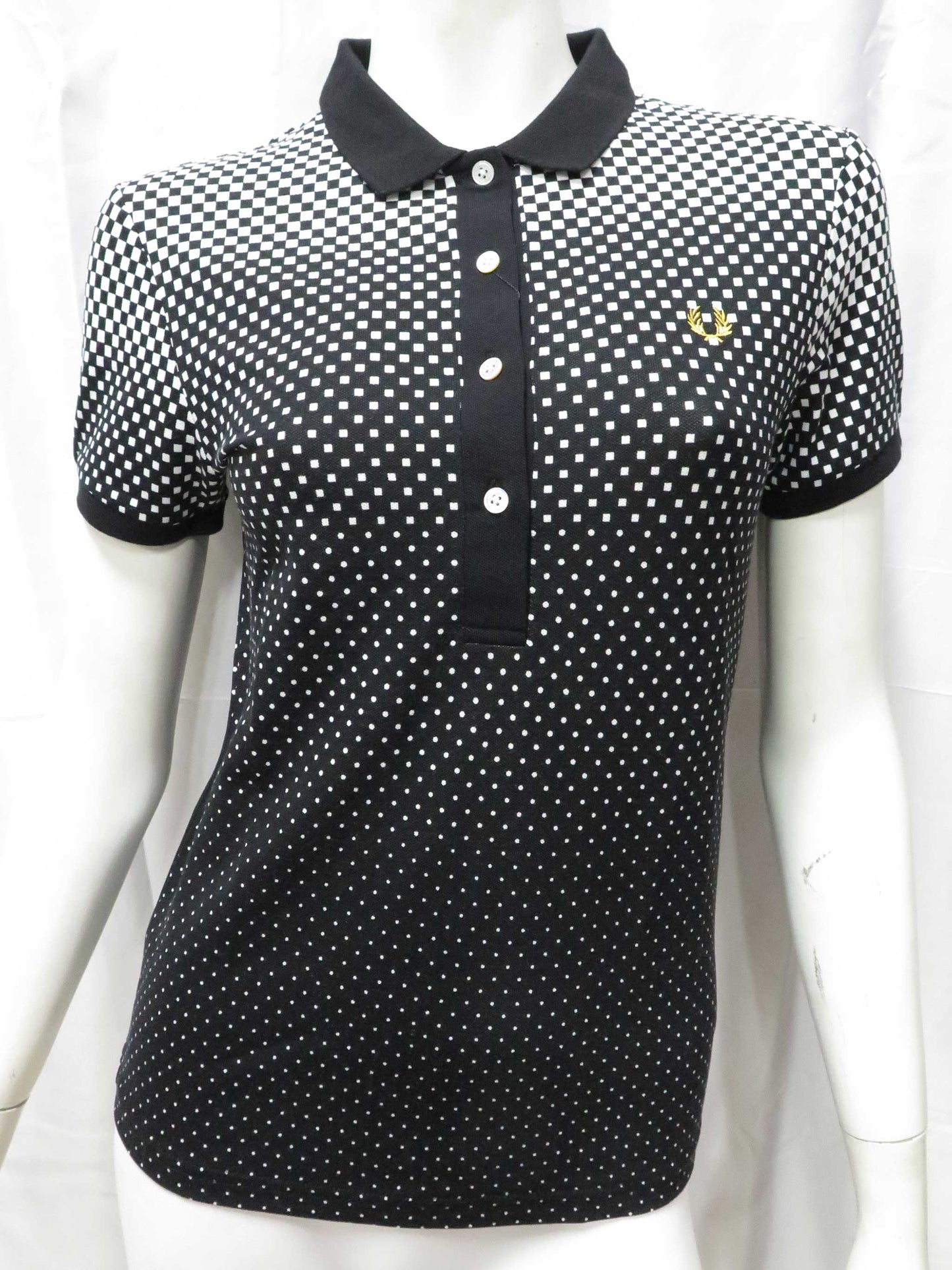 LADIES OPTICAL OMBRE PRINT SHIRT (BLACK)