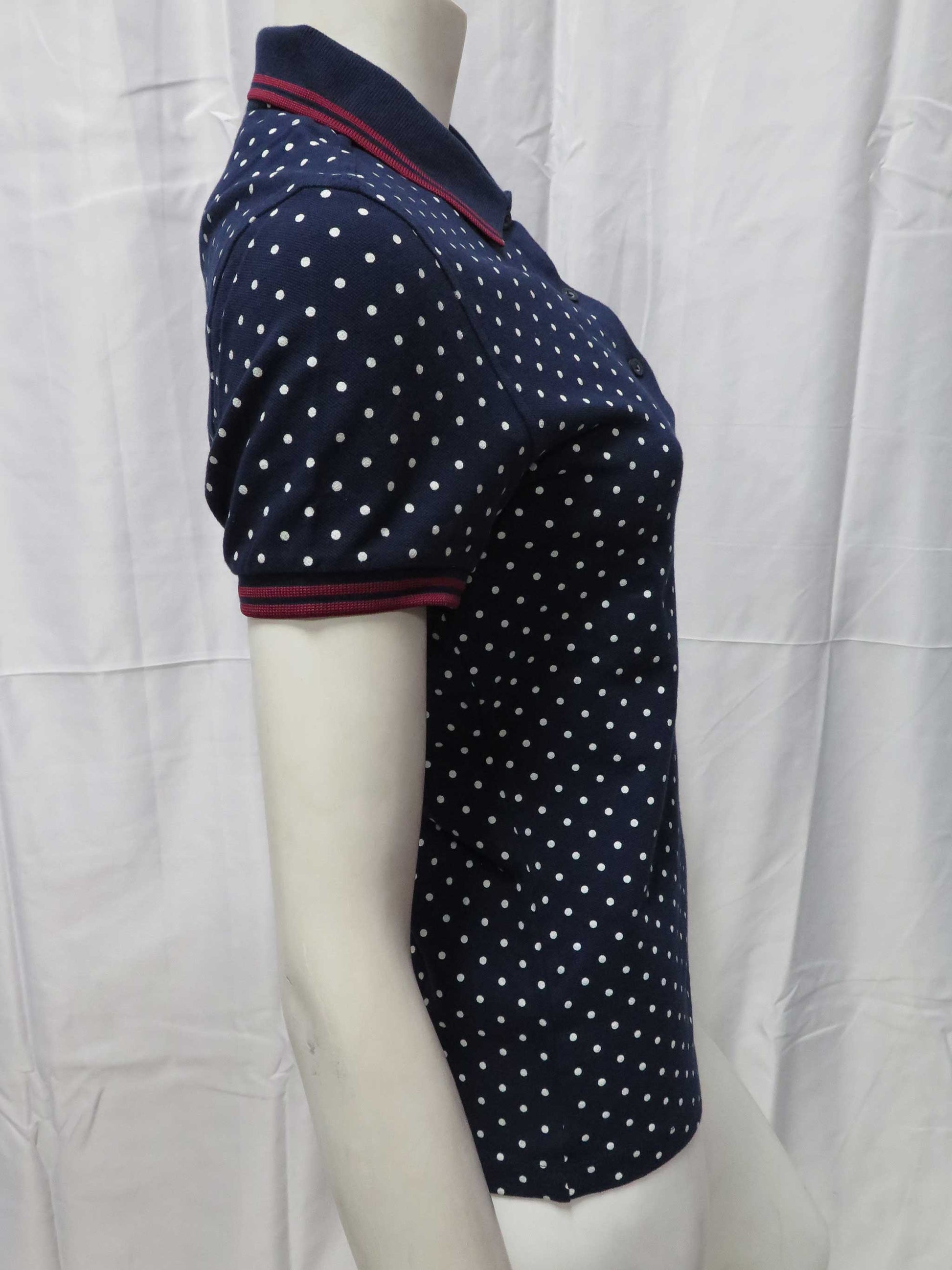 LADIES POLKA DOT TWIN TIPPED FRED PERRY SHIRT (DARK CARBON)