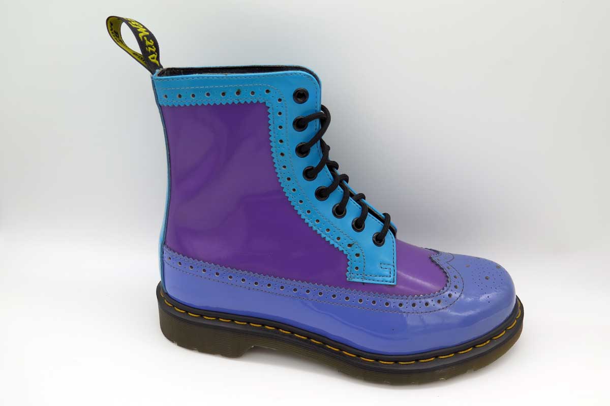 1460 HARRIE DUSTY BLUE+BRIGHT PURPLE PATENT BOOTS