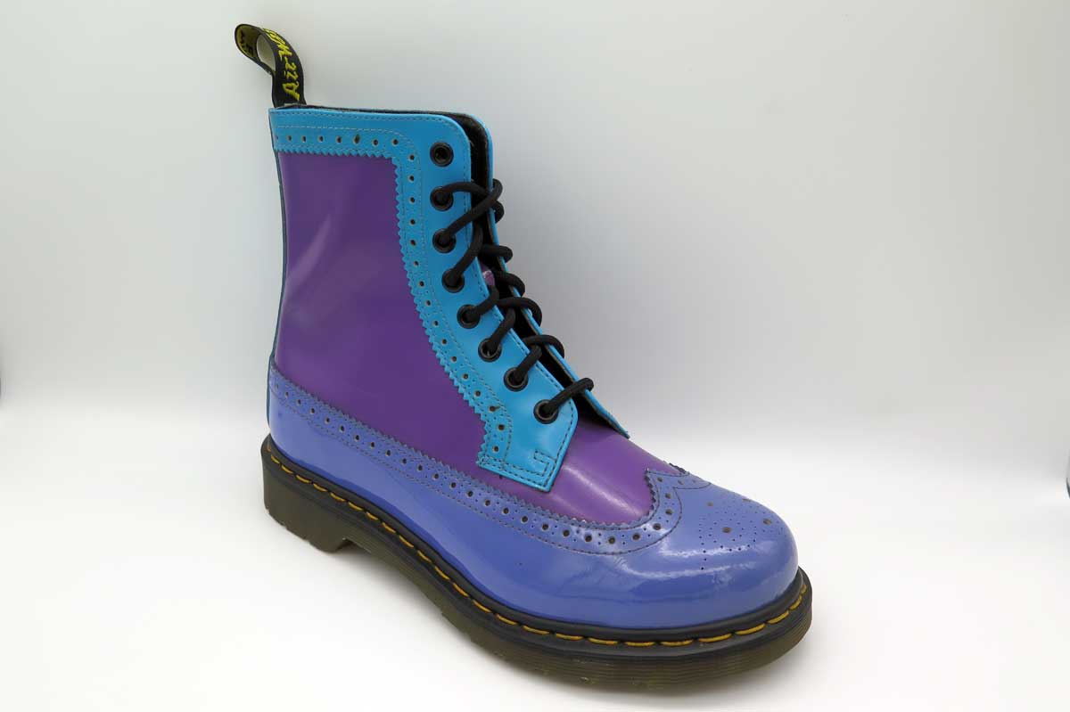 1460 HARRIE DUSTY BLUE+BRIGHT PURPLE PATENT BOOTS