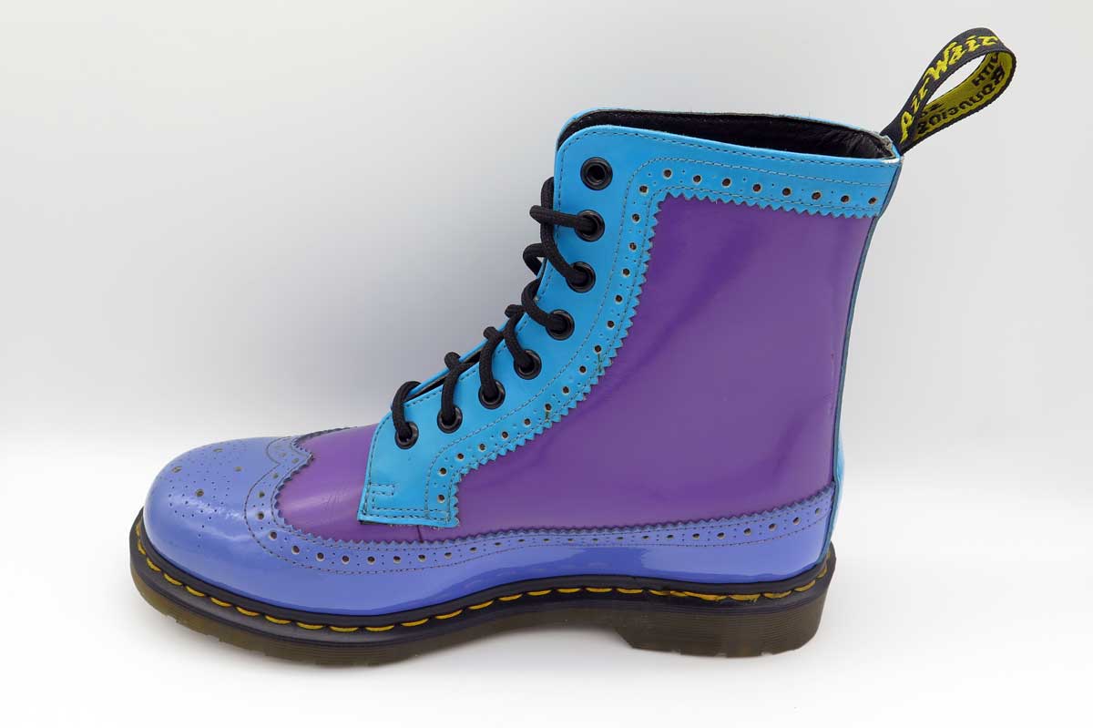 1460 HKY Patent Brogue Boots Purple Blue by Dr Martens