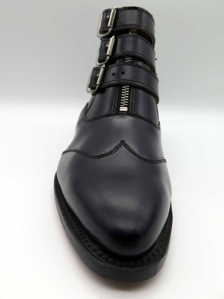 Leather Strapped Boots - Black