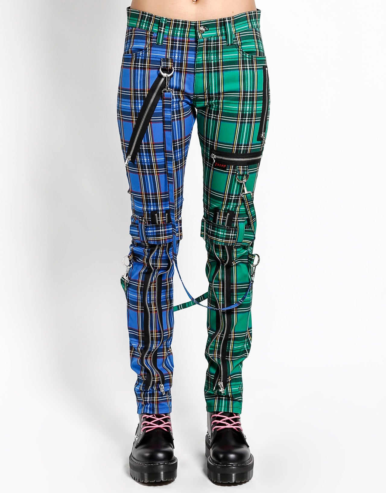 TRIPP NYC SPLIT LEG PLAID BONDAGE PANT