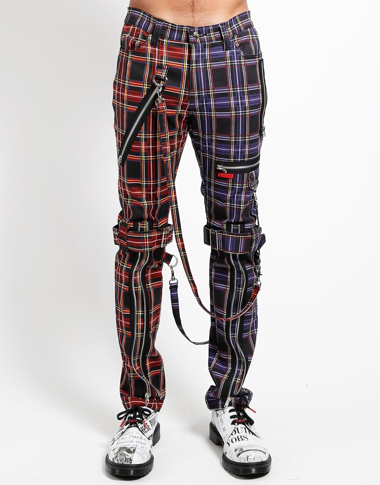 TRIPP NYC SPLIT LEG PLAID BONDAGE PANT