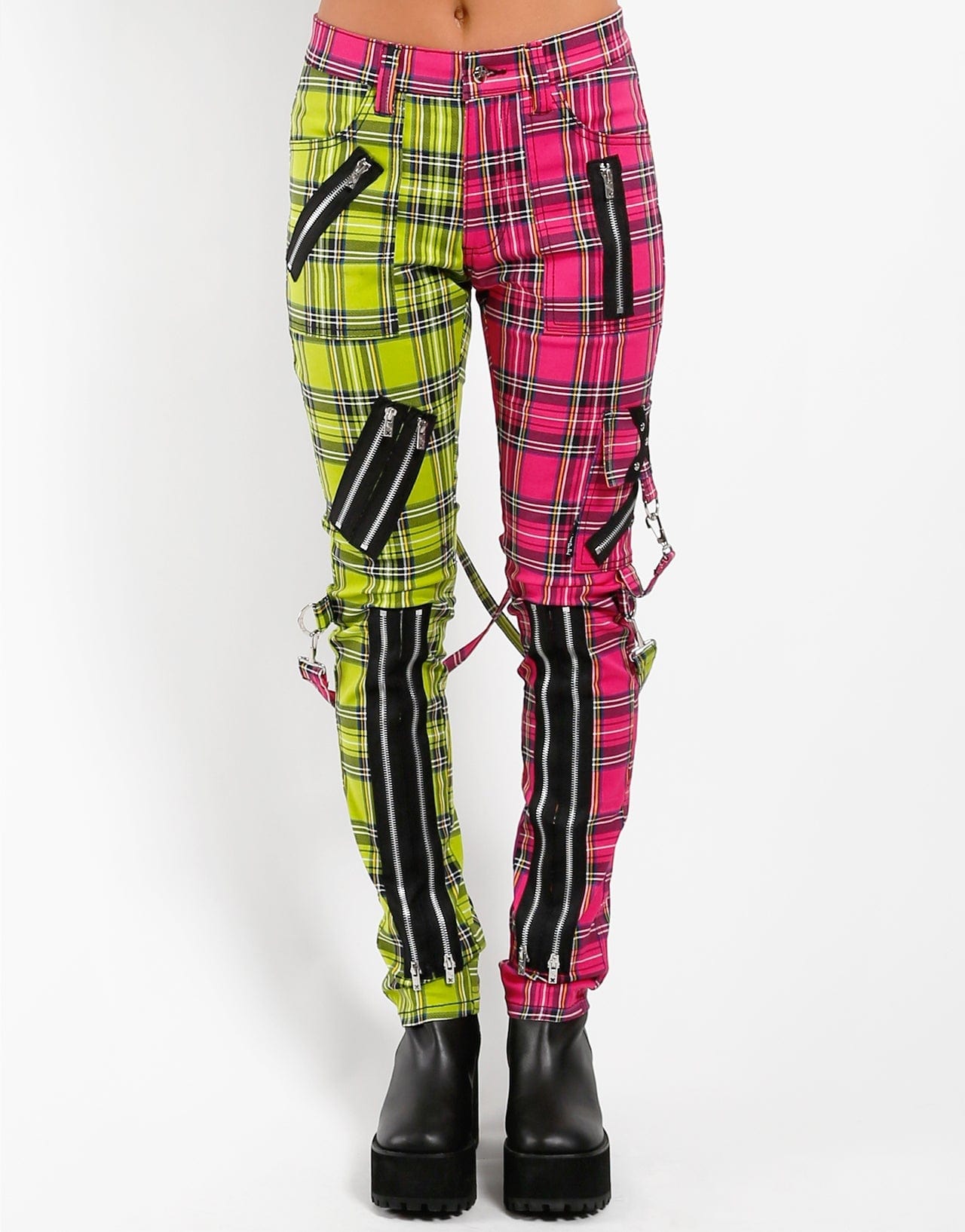 TRIPP NYC SPLIT LEG PLAID BONDAGE PANT