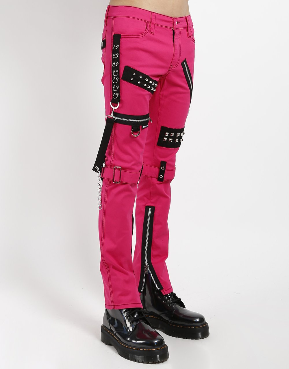 VINTAGE TRIPP NYC Black Pink Ribbon Corset Bondage Pants SIZE 9 Hot Topic  Chains