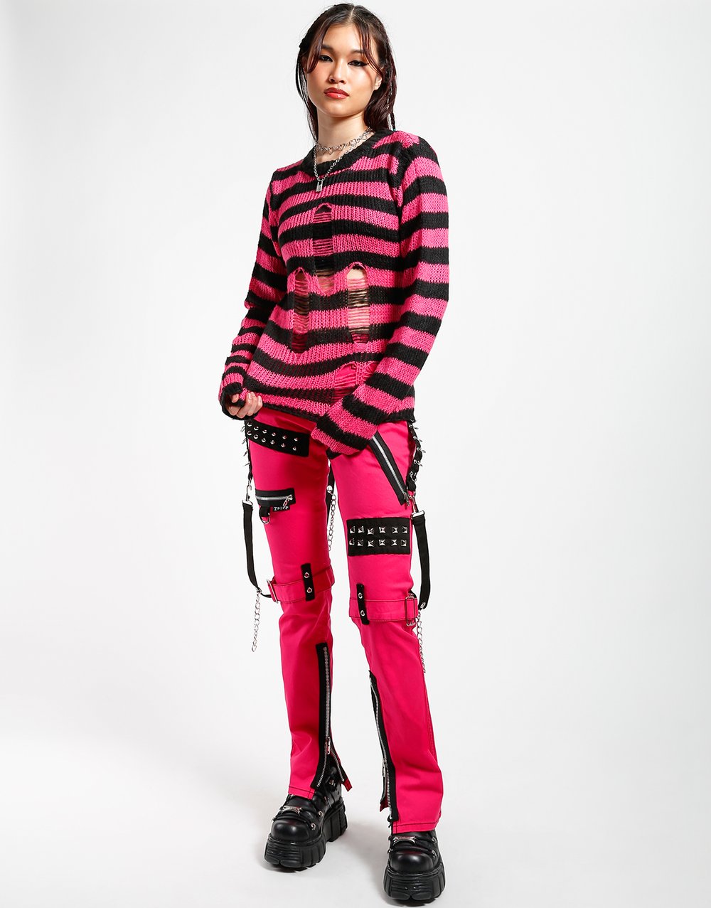 TRIPP N.Y.C. PINK STUDDED BONDAGE PANT