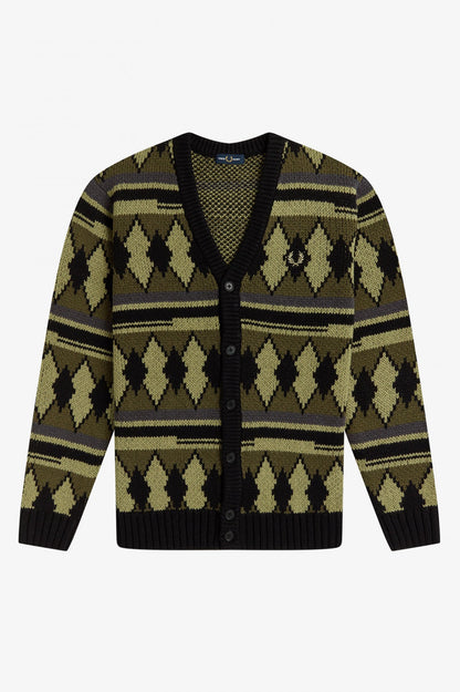 Chunky Jacquard Cardigan BY FRED PERRY