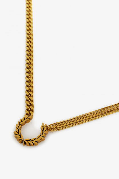 FRED PERRY Double Chain Laurel Wreath Necklace