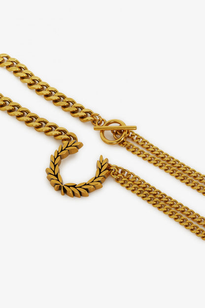 FRED PERRY Double Chain Laurel Wreath Necklace
