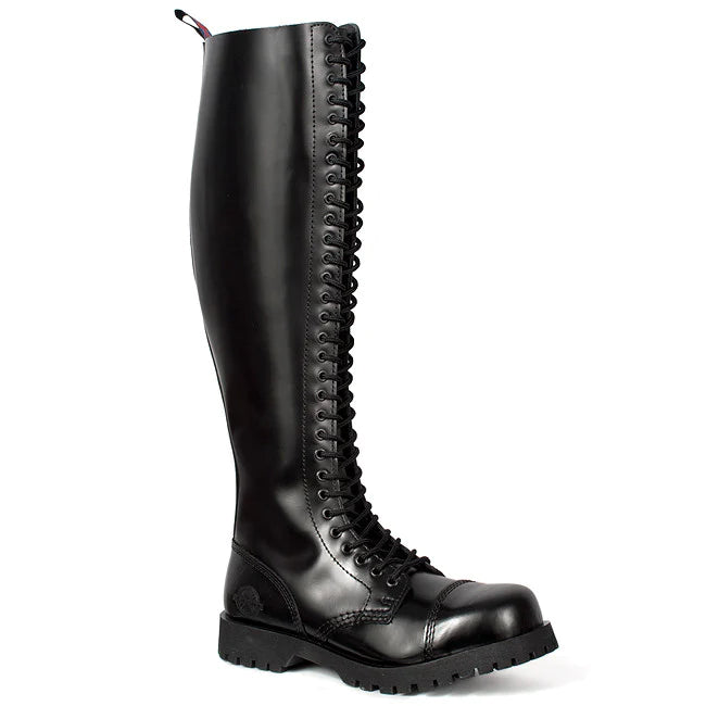 GRIPFAST Black Hi-Shine 14 Eye Steel Toe Capped Derby Boot