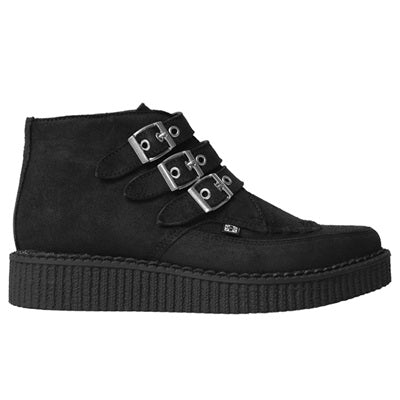 BLACK SUEDE 3 BUCKLE CREEPER BOOTS