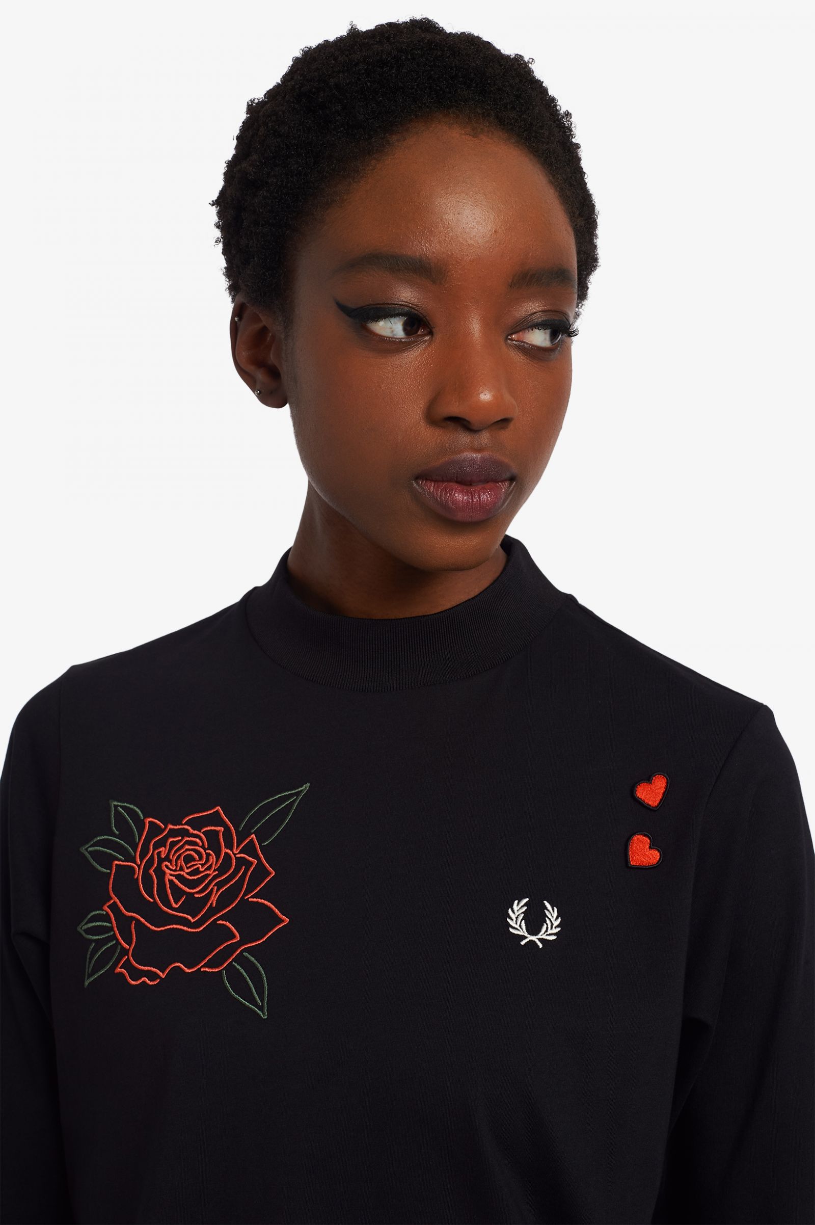 EMBROIDERED HIGH NECK T-SHIRT