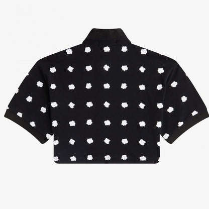 AMY WINEHOUSE Spot Print Piqué Crop Top Shirt