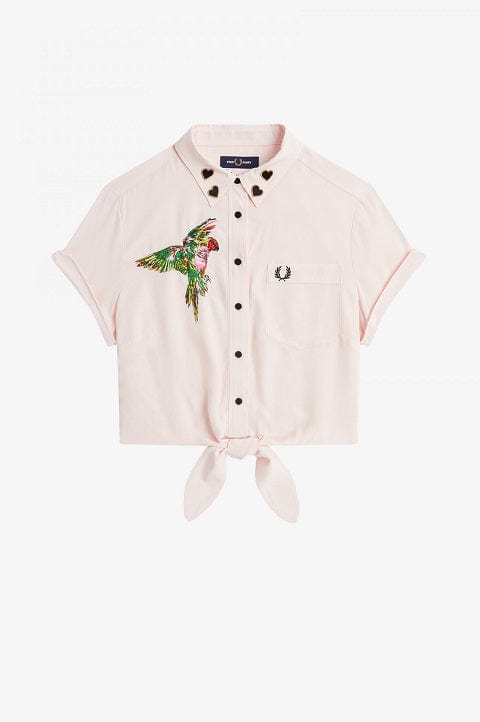 Embroidered Tie-Front Shirt