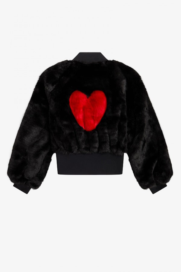Amy Winehouse Black Heart Detail Faux Fur Jacket – Posers Hollywood