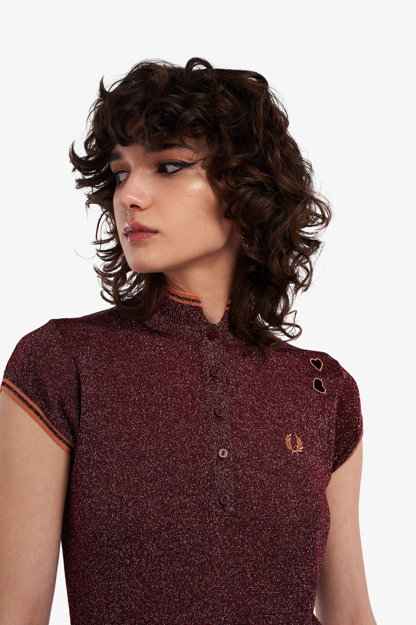 Fred Perry X Amy Winehouse Metallic Knitted Shirt