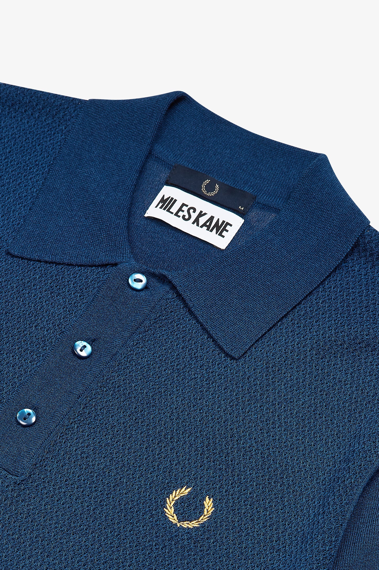 Textured Panel Knitted Shirt by Miles Kane (Deep Marine)