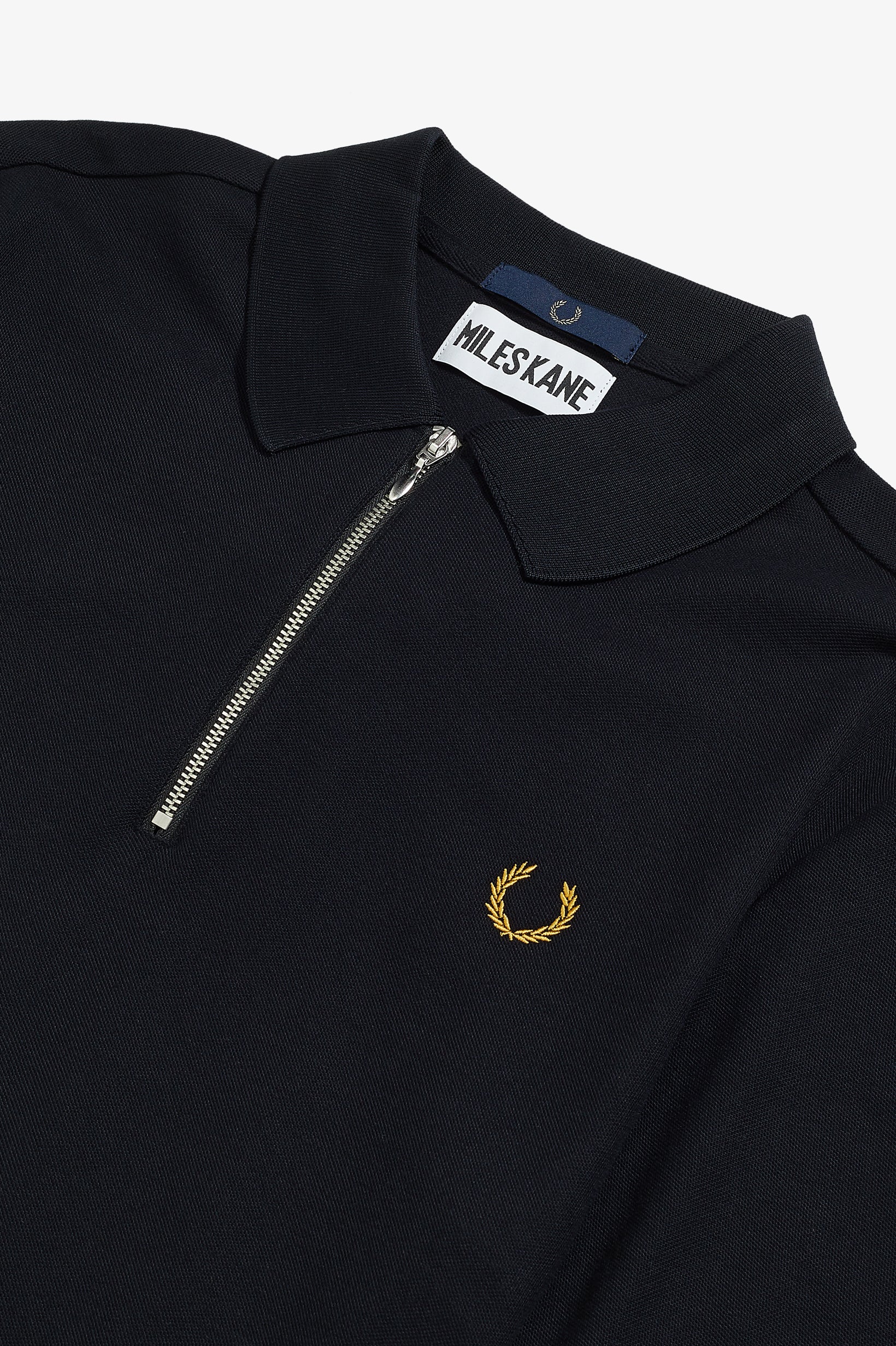 Zip Detail Polo Shirt by Miles Kane (black)