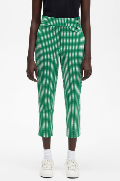 Embroidered Gingham Trousers