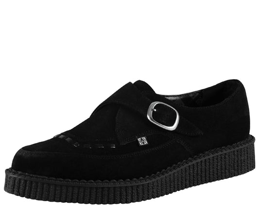 T.U.K BLACK BUCKLE POINTED CREEPER