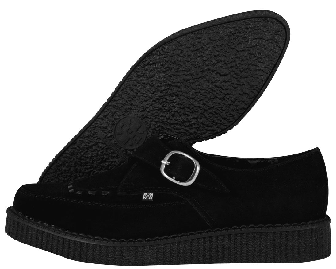 T.U.K BLACK BUCKLE POINTED CREEPER