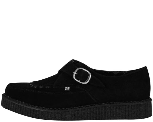 T.U.K BLACK BUCKLE POINTED CREEPER
