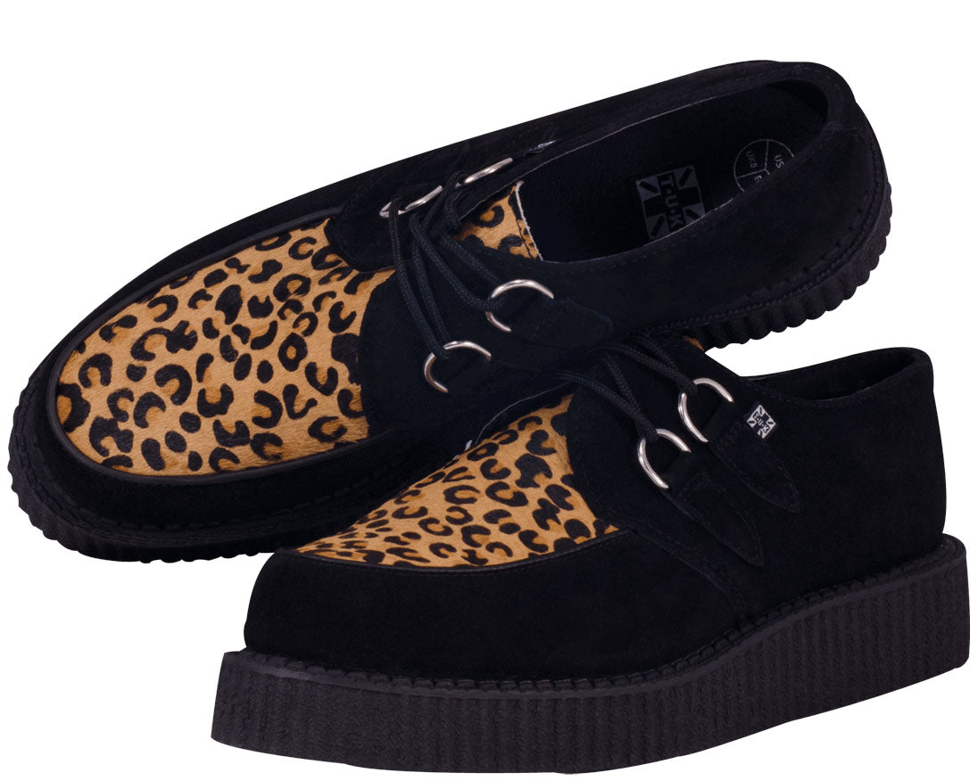 T.U.K MOUNTAIN CAT BLACK SUEDE/LEO LOW SOLE CREEPER