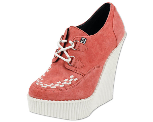 T.U.K PEACH/CORAL SUEDE CREEPER WEDGE