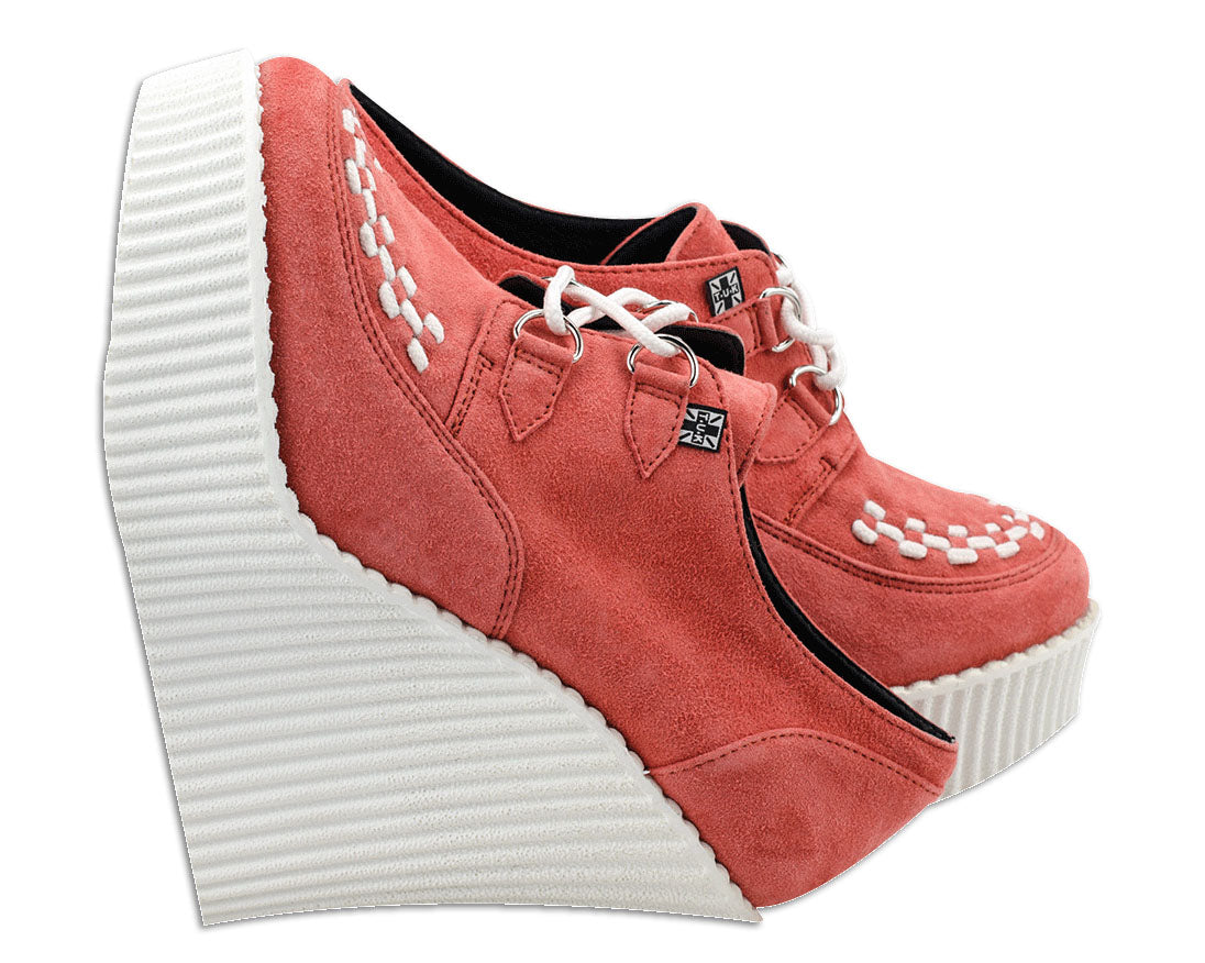 T.U.K PEACH/CORAL SUEDE CREEPER WEDGE