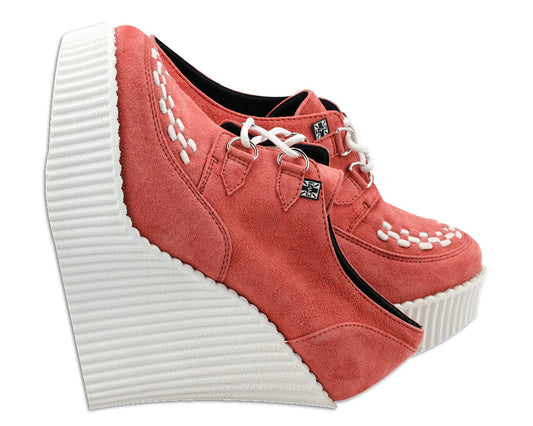 T.U.K PEACH/CORAL SUEDE CREEPER WEDGE