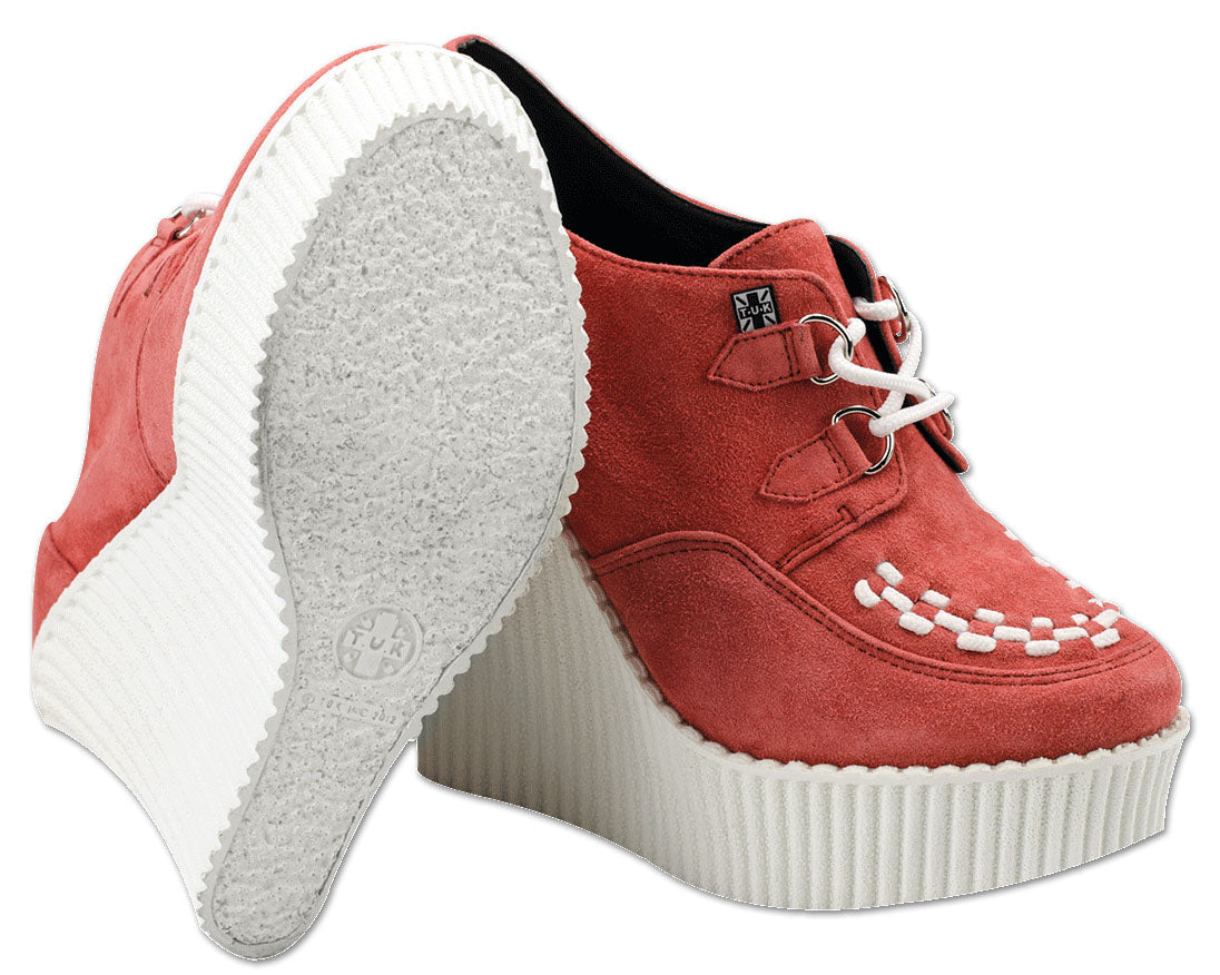 T.U.K PEACH/CORAL SUEDE CREEPER WEDGE