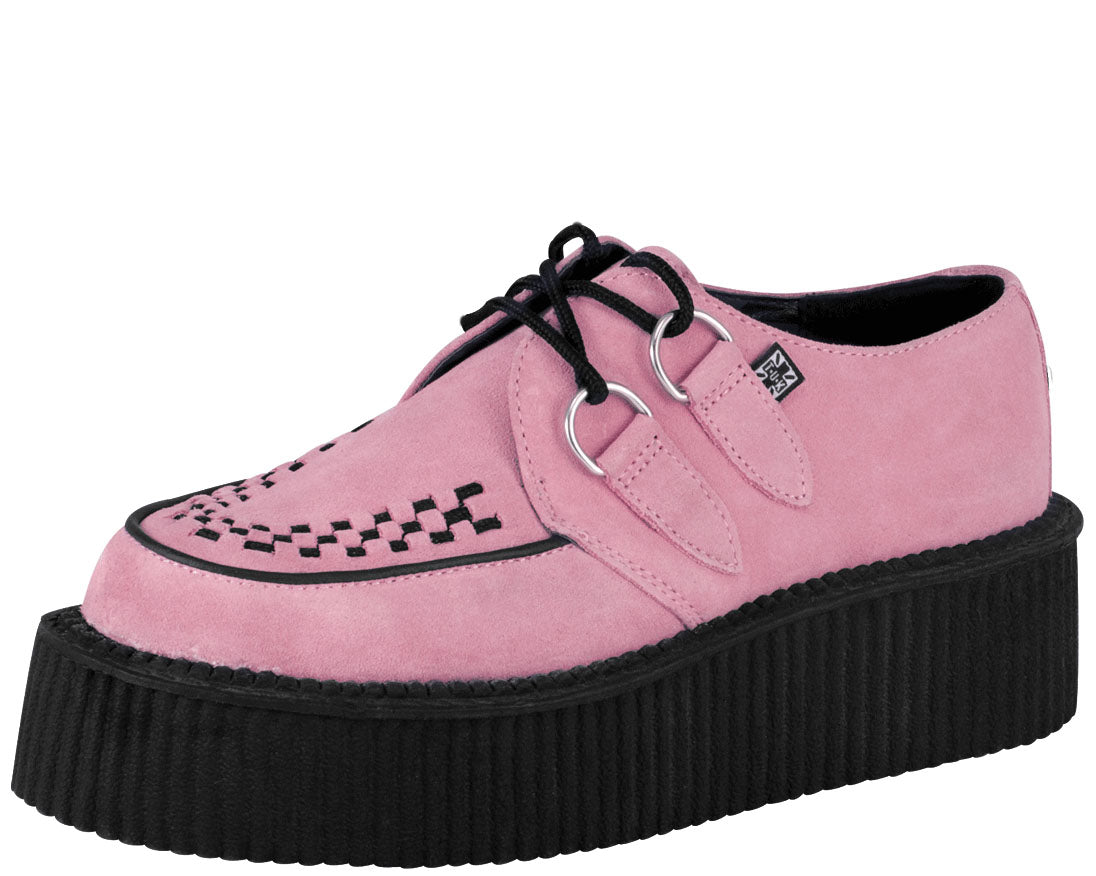 T.U.K PINK SUEDE ROUND VIVA MONDO CREEPER